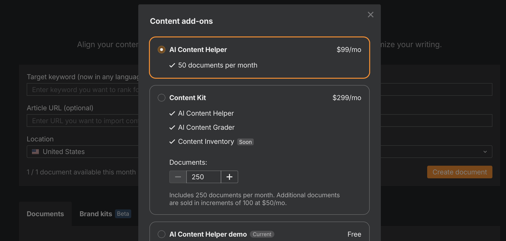 واجهة AI Content Helper الرسمية من Ahrefs