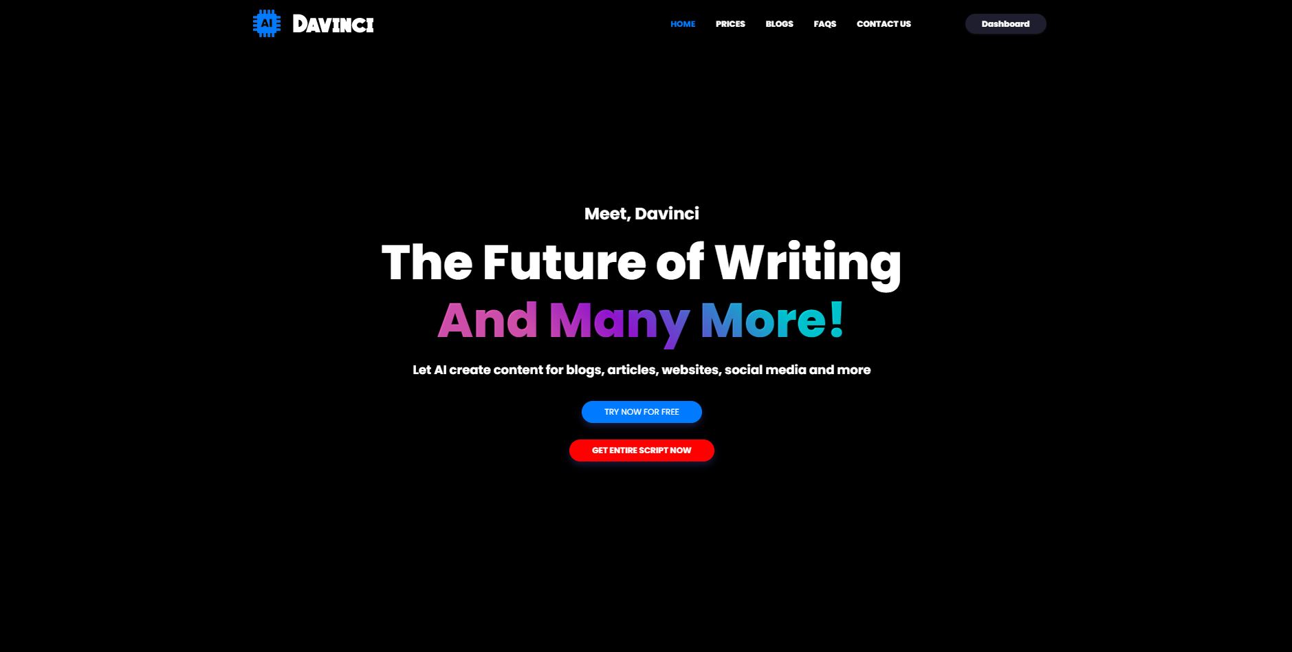 واجهة منتج Davinci AI